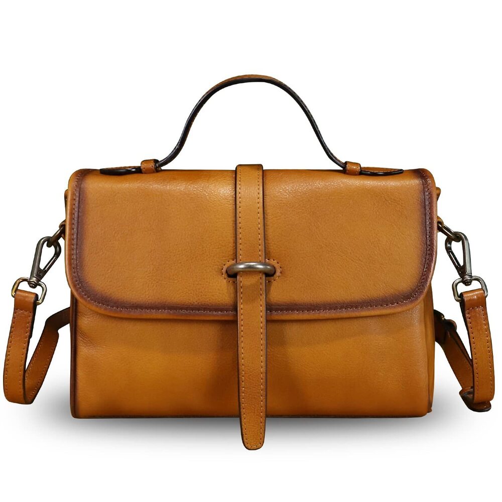 8708 Leather Satchel Crossbody Bags Handmade Vintage Top Handle Handbags
